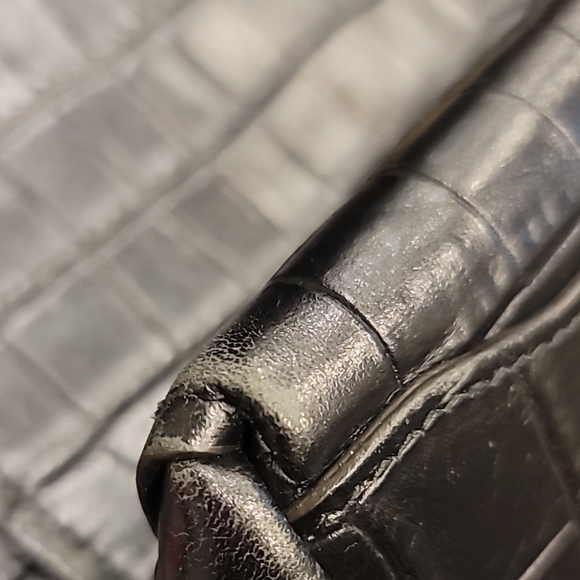 Furla Black Leather Crocodile Embossed Handbag - Picture 6 of 11